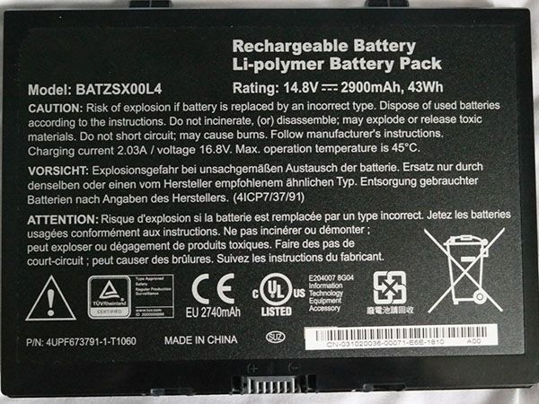 BATZSX00L4 Batteria portatile